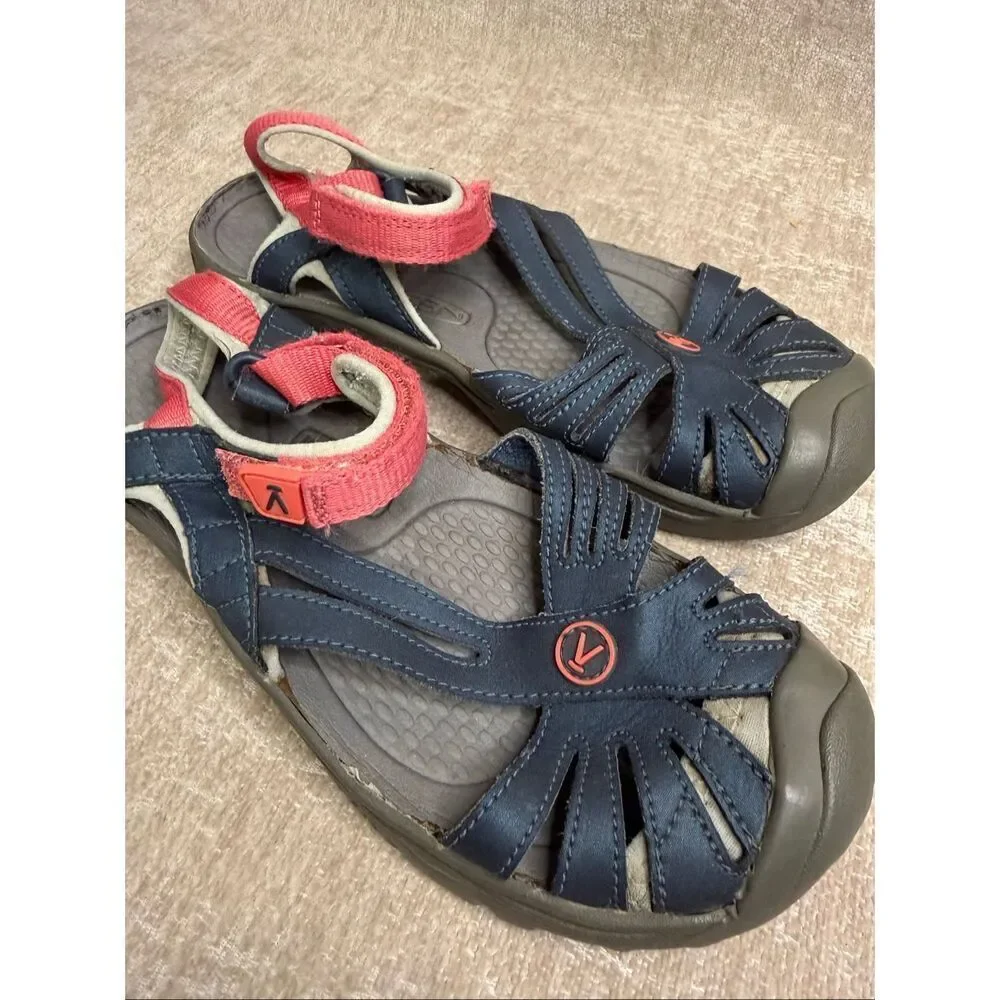 KEEN Kids' Rose Close-Toe Strappy Athletic Water Sandals Navy Blue Pink Size 3